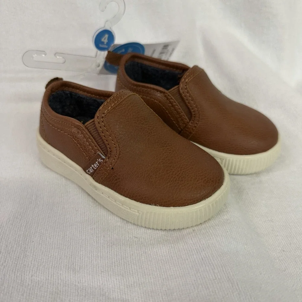 Infant Baby Boy Carters Loafers Brown Faux Leather Slip On Size 4